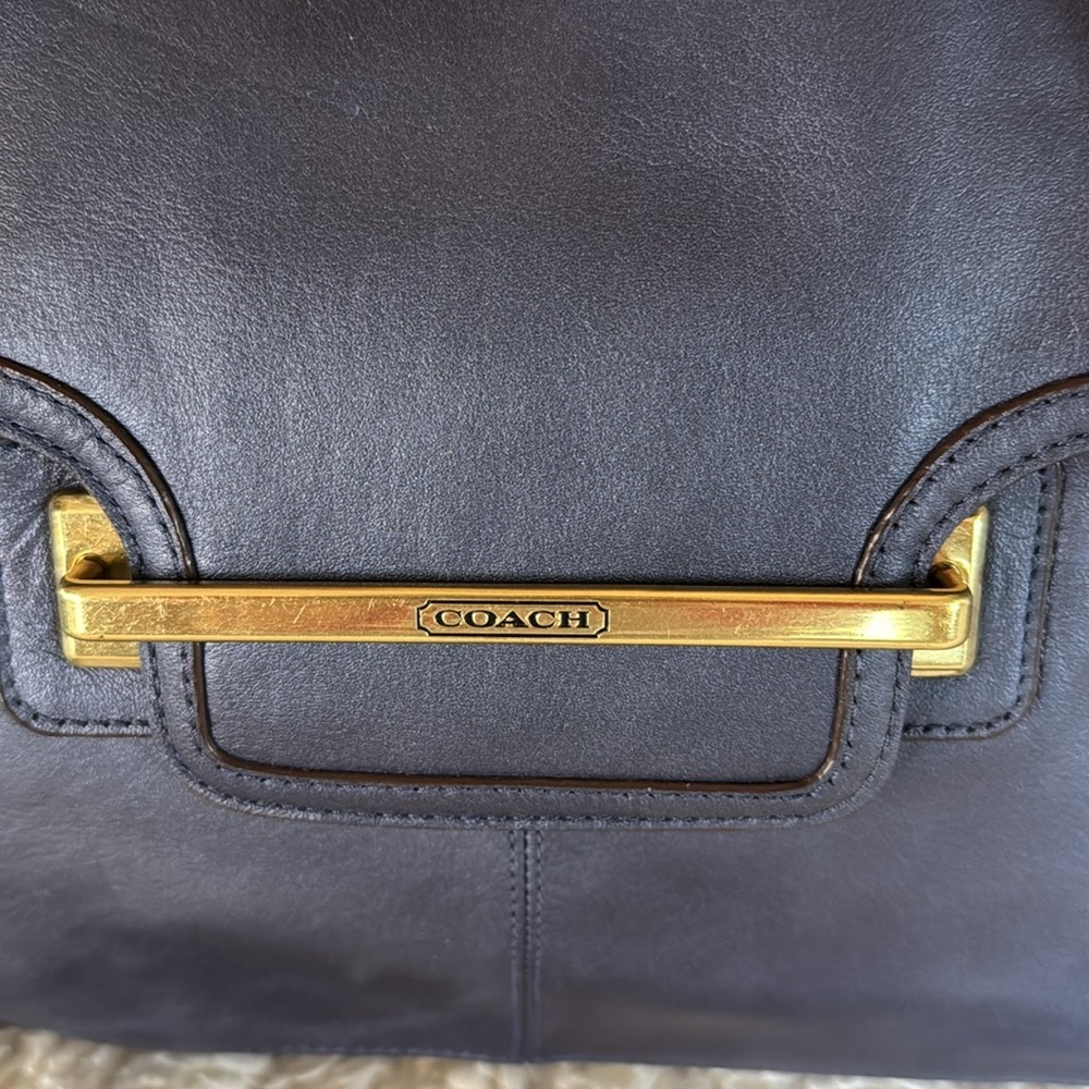 👜RARE!!! COACH TAYLOR LEATHER MARIN SATCHEL CARRYALL Navy blue - Picture 9 of 15